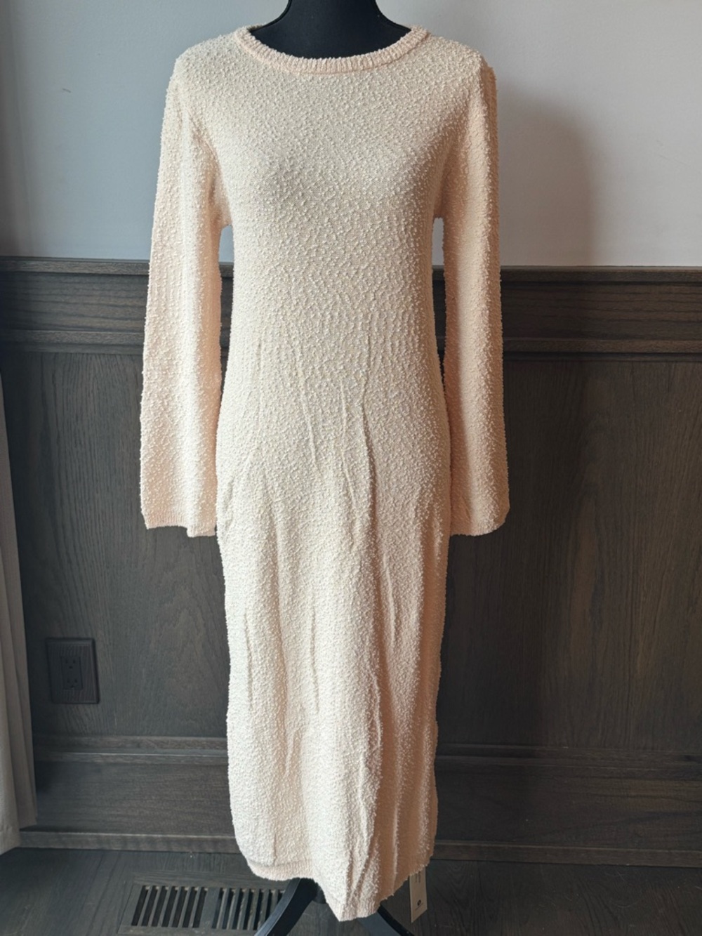 Saodimallsu Cream Textured Long Sleeve Dress - Women small